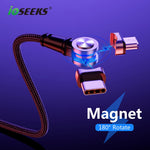 USB C Magnetic Cable, ZRSE 180 Degree Rotate Double Charge Nylon Brained Charging Cable